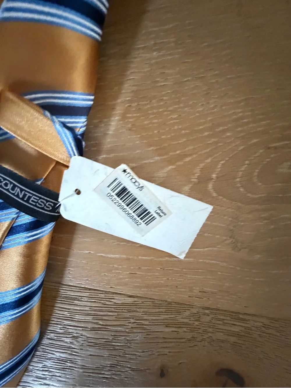 Classic Men's Orange Stripe Silk Tie with Blue Accent NWT